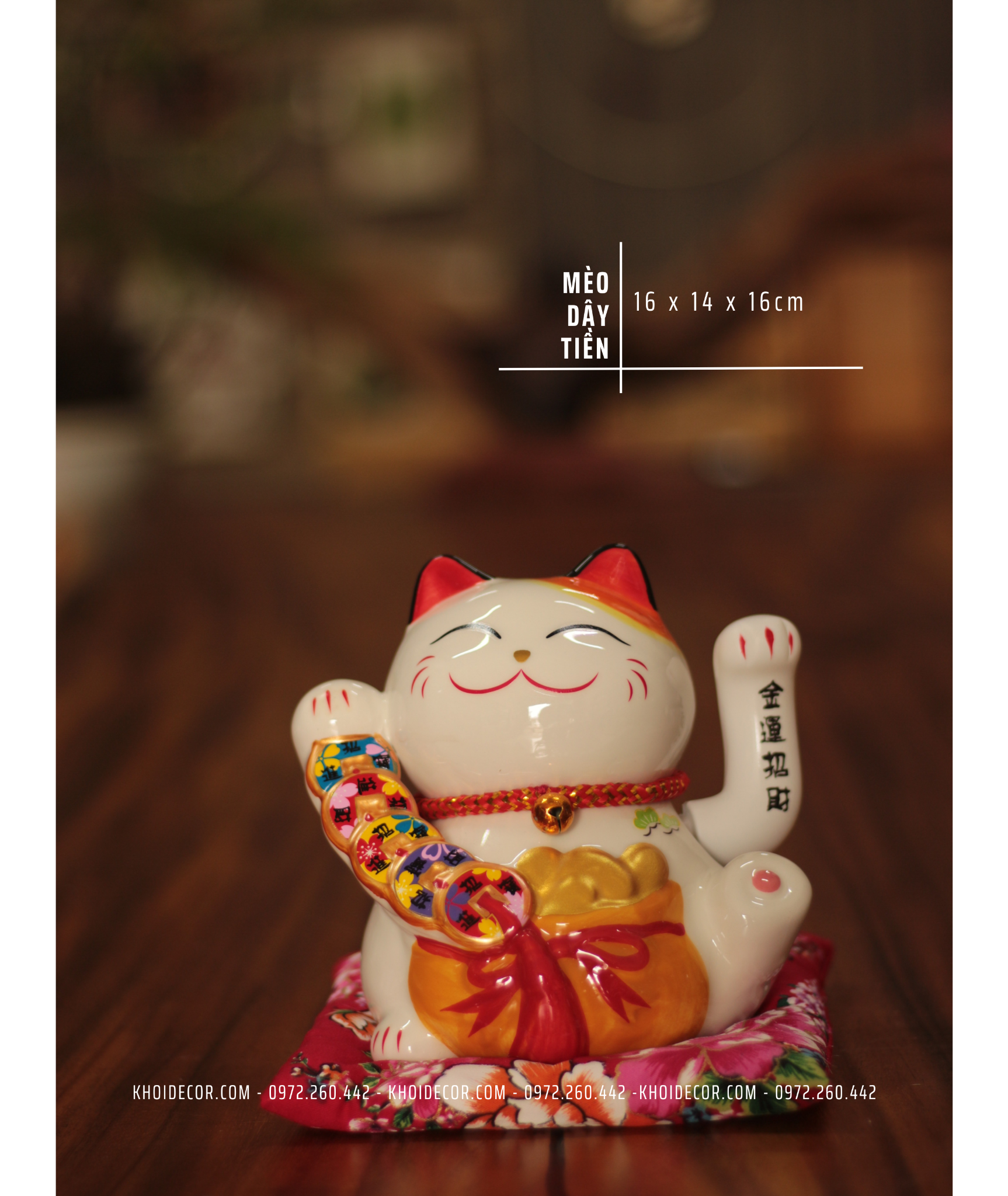MÈO THẦN TÀI DÂY TIỀN 16CM