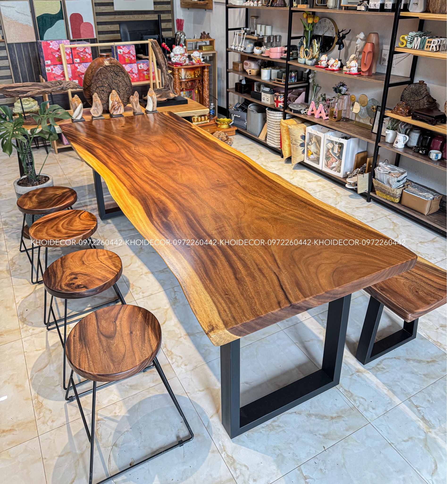 BÀN GỖ ME TÂY 240 x 81-86 x 5 cm