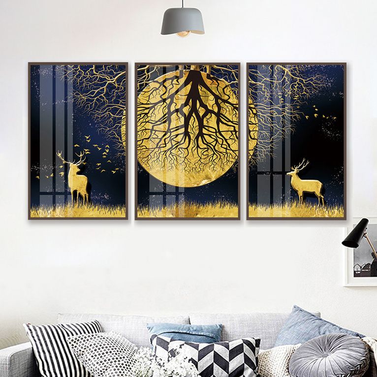 TRANH DECOR: HƯƠU TRĂNG DÁT VÀNG - DC3264