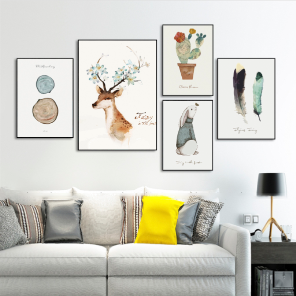 TRANH DECOR: HƯƠU VÀ THỎ - DCC84