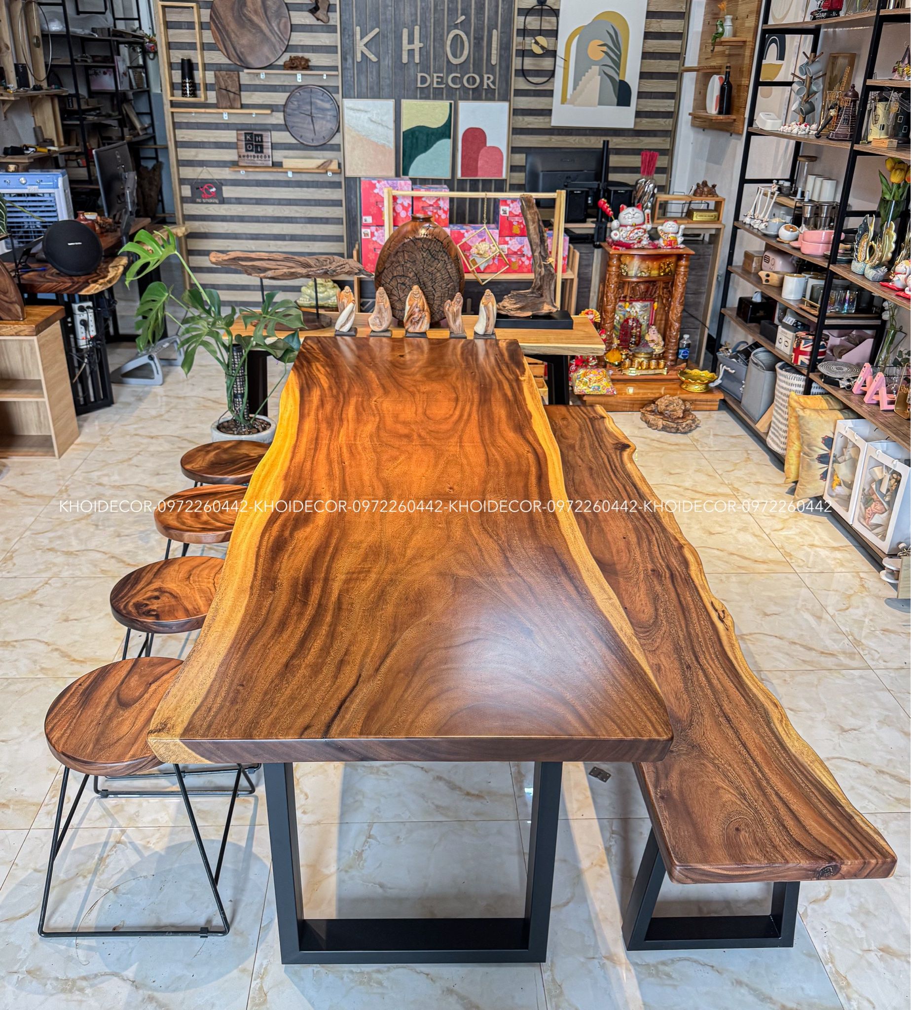 BÀN GỖ ME TÂY 240 x 81-86 x 5 cm