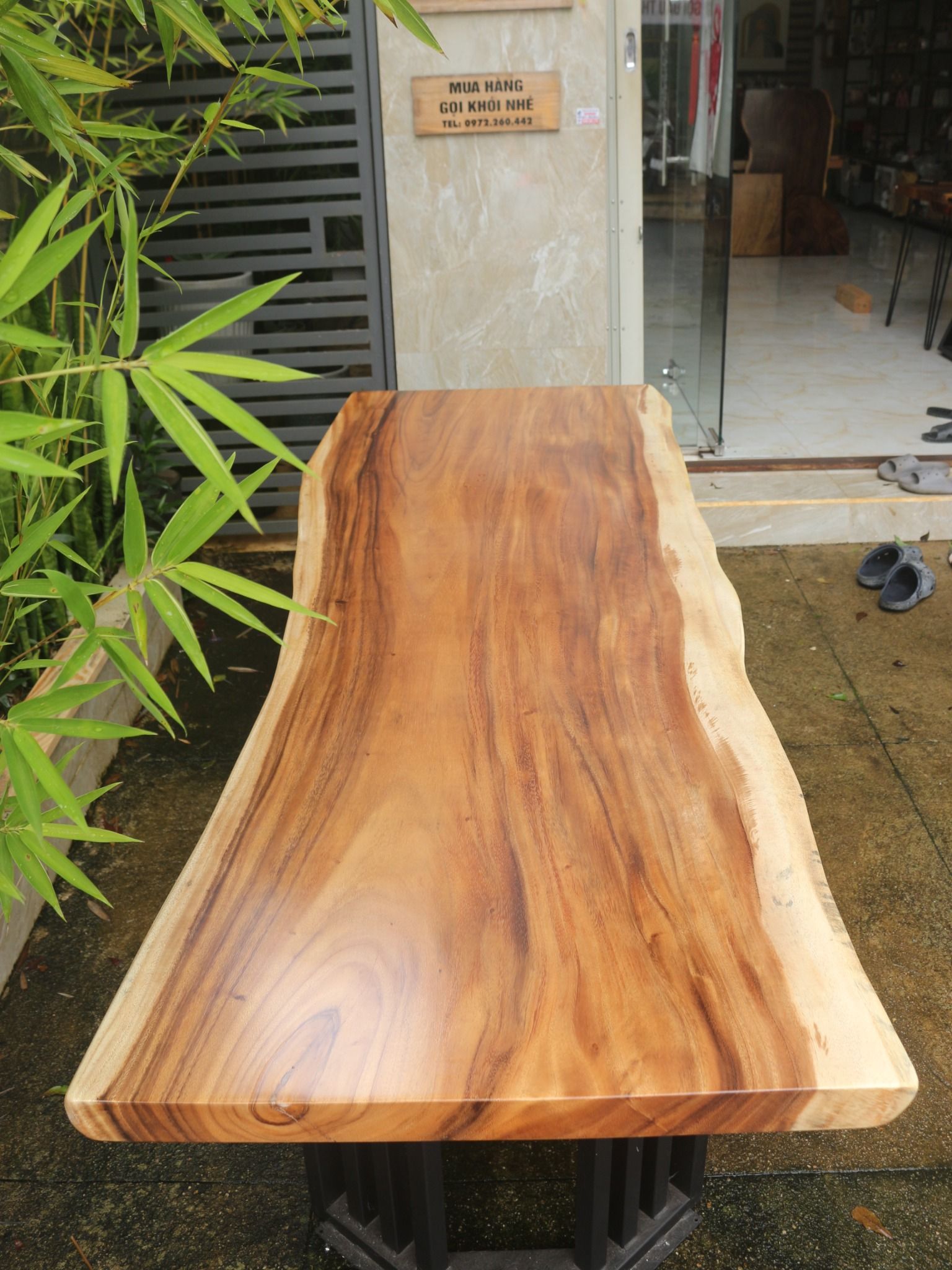 BÀN GỖ ME TÂY 197 x 70 - 58 - 65 x 5 cm