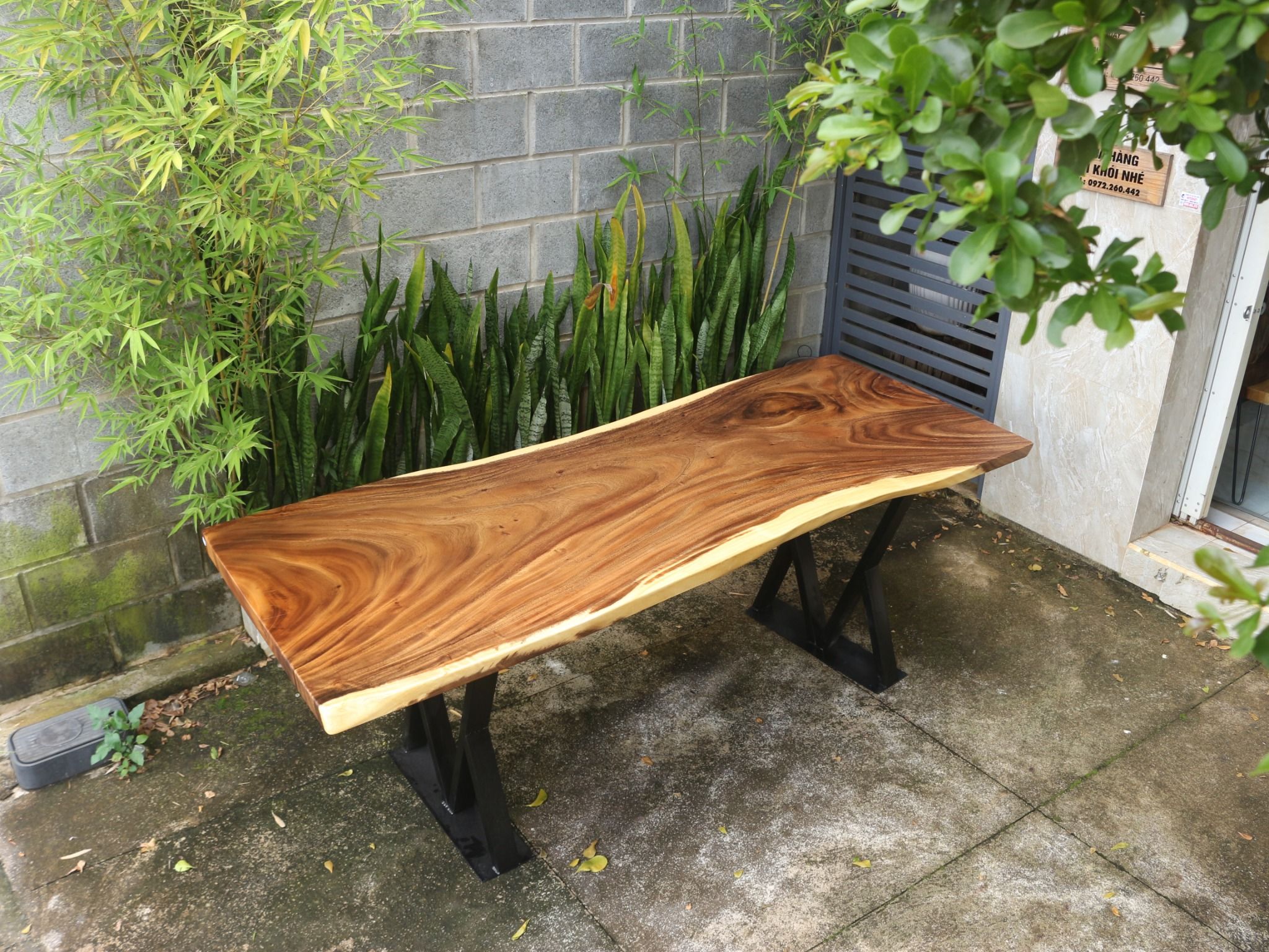 BÀN GỖ ME TÂY 200 x 72-80 x 5 cm