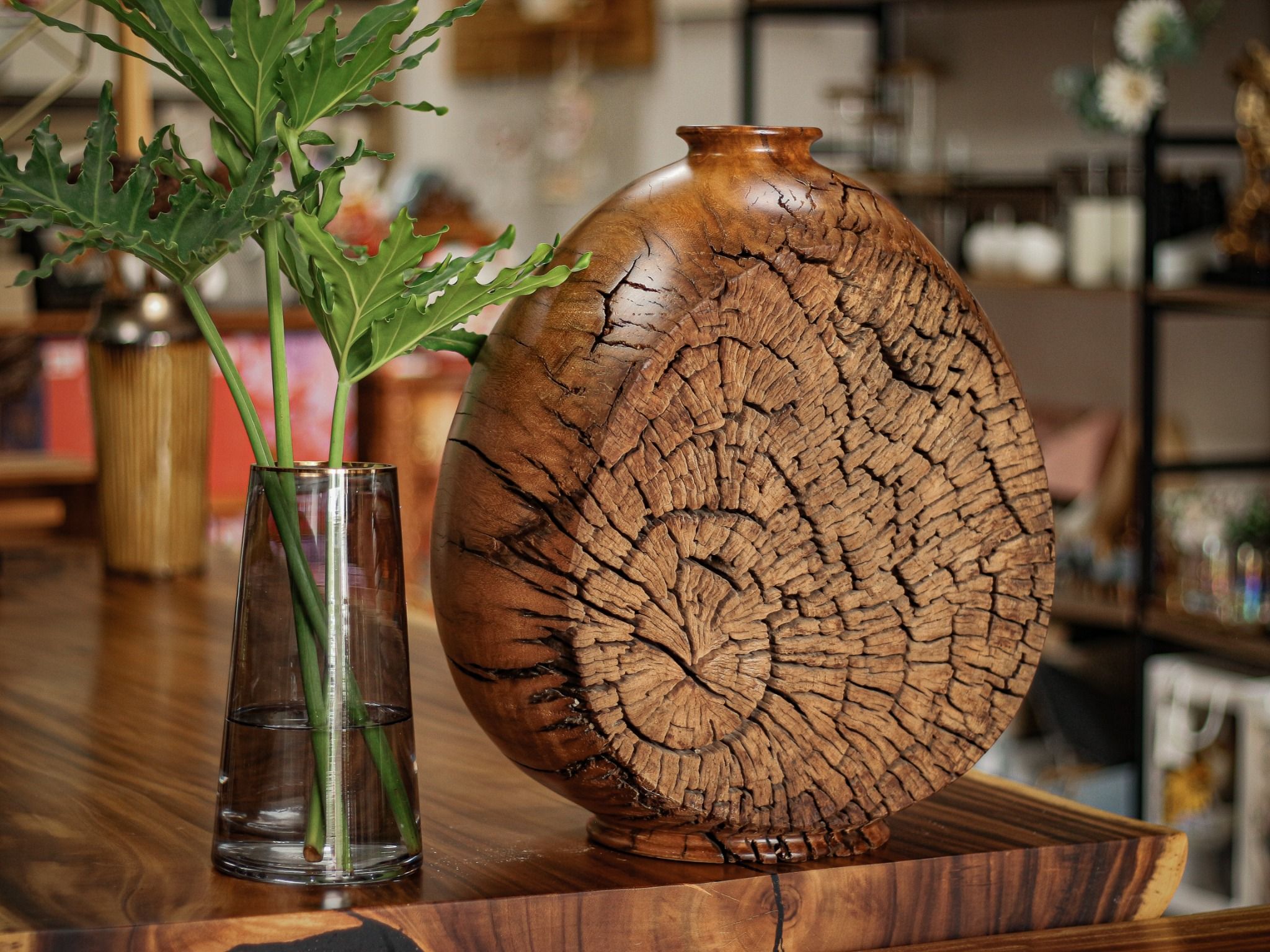 BÌNH GỖ LŨA DECOR - C48