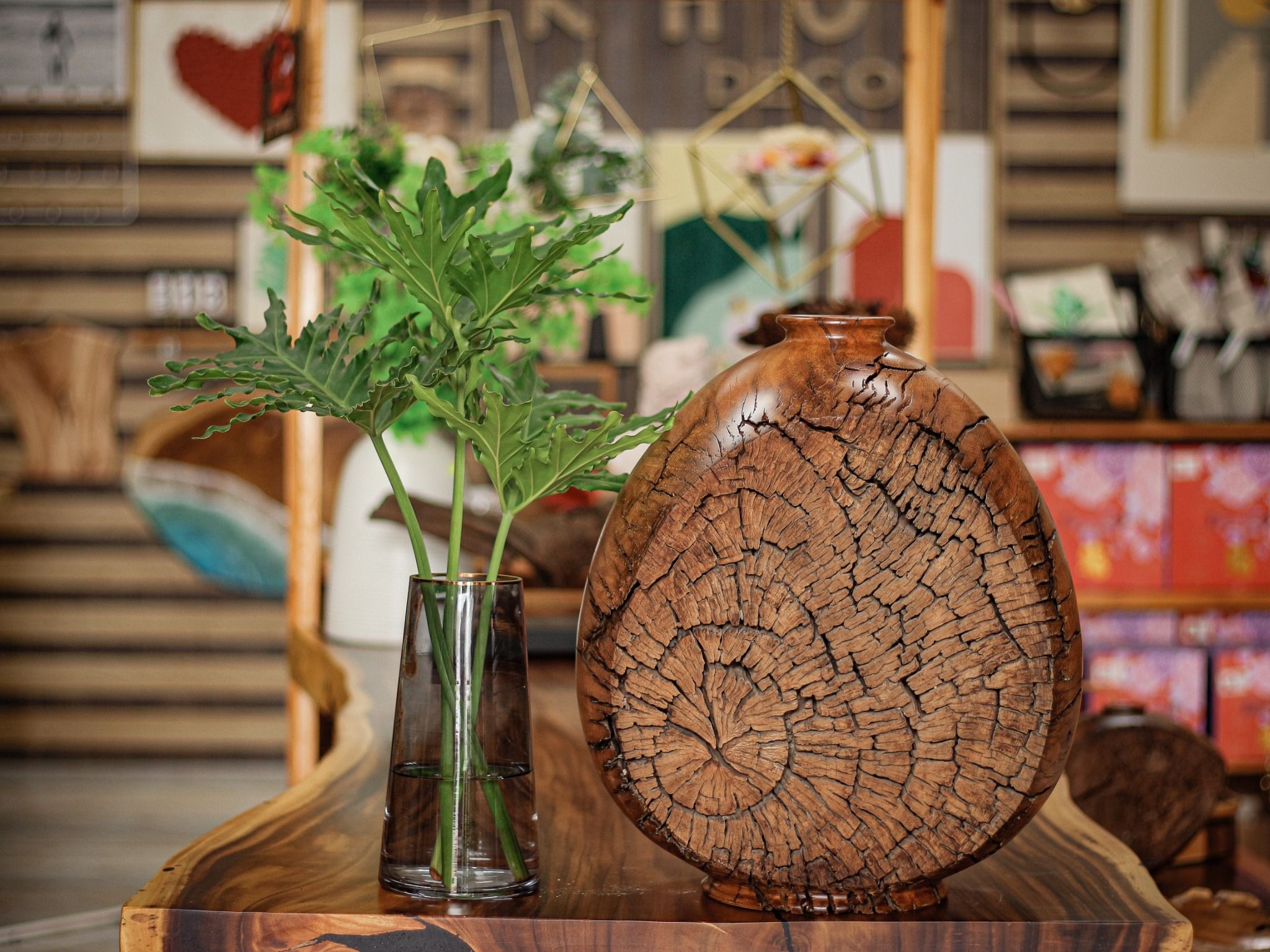BÌNH GỖ LŨA DECOR - C48