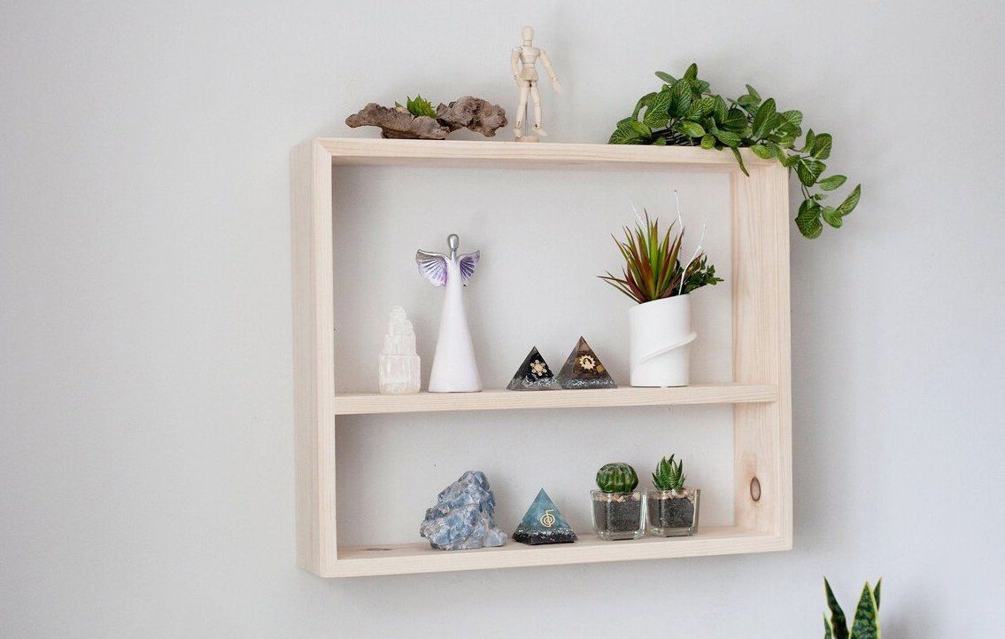 KỆ GỖ 2 TẦNG TREO TƯỜNG