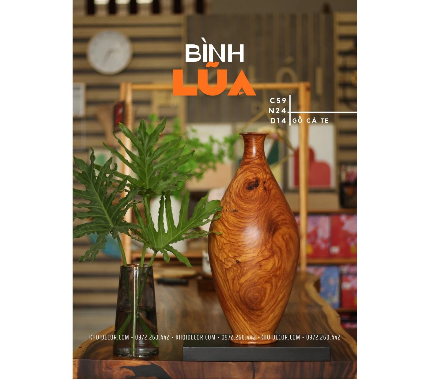 BÌNH GỖ CÀ TE - C59