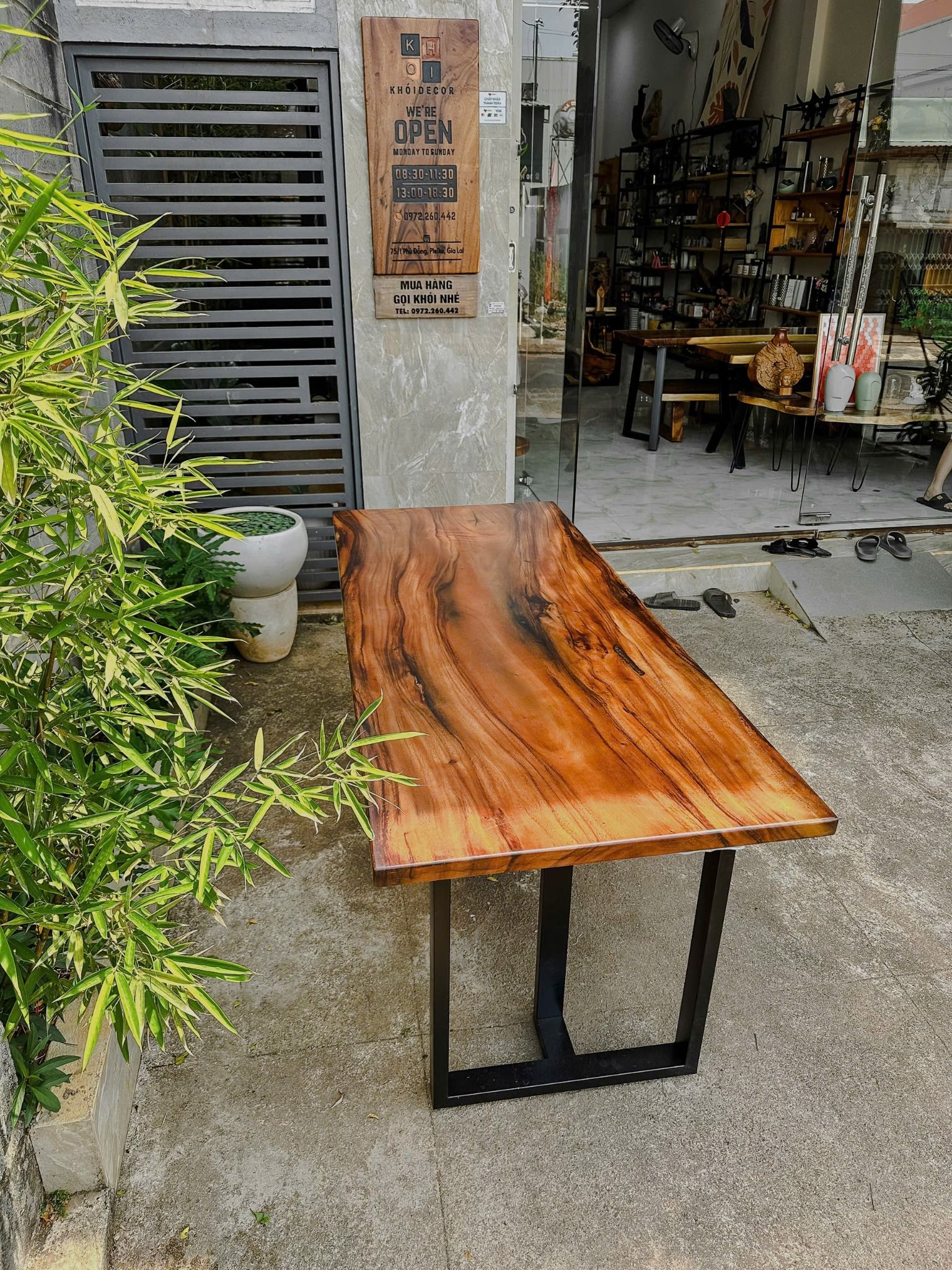 BÀN GỖ ME TÂY 180 x 75 x 3.5 cm