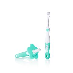 BRUSH-BABY BỘ BÀN CHẢI ĐÁNH RĂNG VÀ MÁT XA NƯỚU CHO BÉ  (0 - 18 THÁNG)