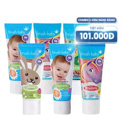 BRUSH-BABY COMBO 6 KEM ĐÁNH RĂNG CÓ FLUORIDE CHO BÉ Ở MỌI ĐỘ TUỔI 50ML