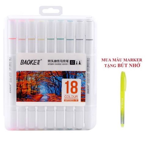 Bút màu Marker 18 màu Baoke MP2923-18 (Tặng bút nhớ dòng)