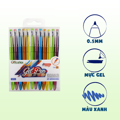 Bút gel Officetex OT-GP0022BU nét 0.5mm - mực xanh