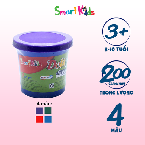 Hộp 200g Đất nặn, Bột nặn Smartkids Dough màu thường 200g SK-DC200R - TẶNG TẨY CHÌ THIÊN LONG