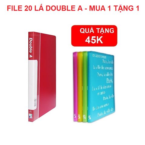 File 20 lá Double A màu đỏ - Mua 1 tặng 1