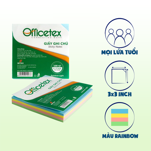 Giấy nhớ Officetex 3x3 OT21-005 chia 4 màu (76x76mm)