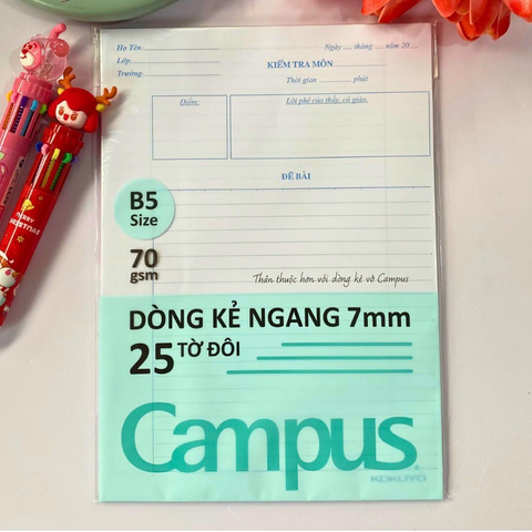 Giấy kiểm tra Campus không chấm TP-PRS70G-25 - Dòng kẻ ngang - 25 tờ đôi