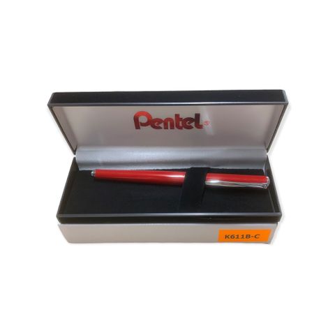 [CHÍNH HÃNG - Do GOLDEN PEN NK] Bút ký cao cấp Pentel K611B-C nét 0.7mm thân bút màu đỏ - Mực xanh (Thiết kế nắp đậy)