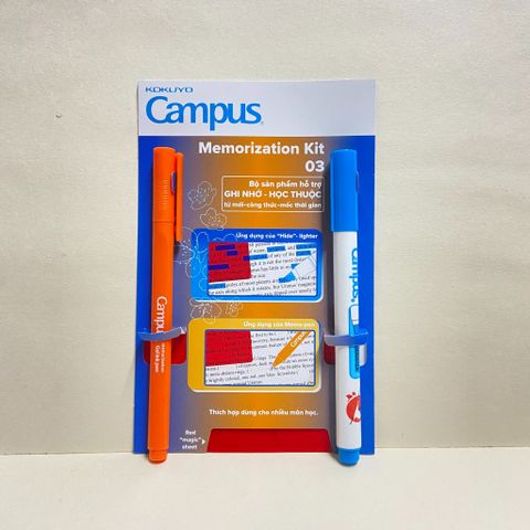 Bộ sản phẩm ghi nhớ Campus Memorization Kit MMK-03 (1 bút gel, 1 bút đánh dấu, 1 tấm phin đỏ)