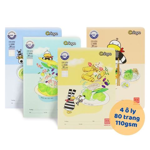 [MẪU MỚI 2024] Vở 4 ô ly Hồng Hà 80 trang School ORINGA 0598 - Định lượng 110gsm 7 sao (Mua 5 tặng 1 bút chì)