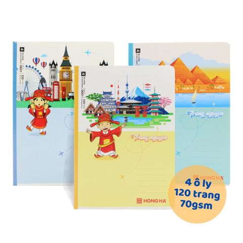 [MẪU MỚI 2024] Vở 4 ô ly Hồng Hà 120 trang School Trạng Nguyên 0601 - Giấy định lượng 70gsm (Mua 5 tặng 1 bút chì)