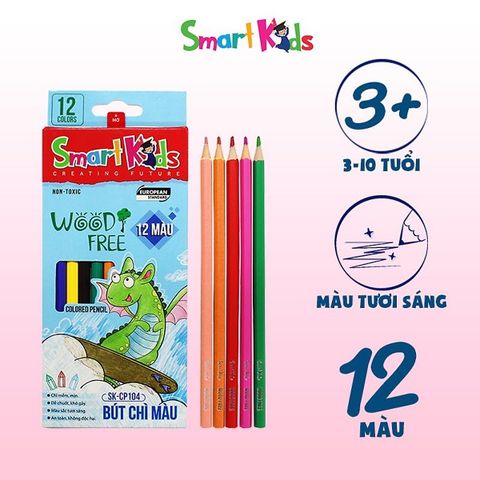 [TẶNG TẨY CHÌ THIÊN LONG] Bút chì màu 12 màu Smartkids SK-CP104