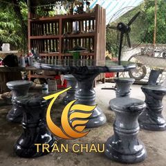 Bàn Ghế Đá Màu Đen