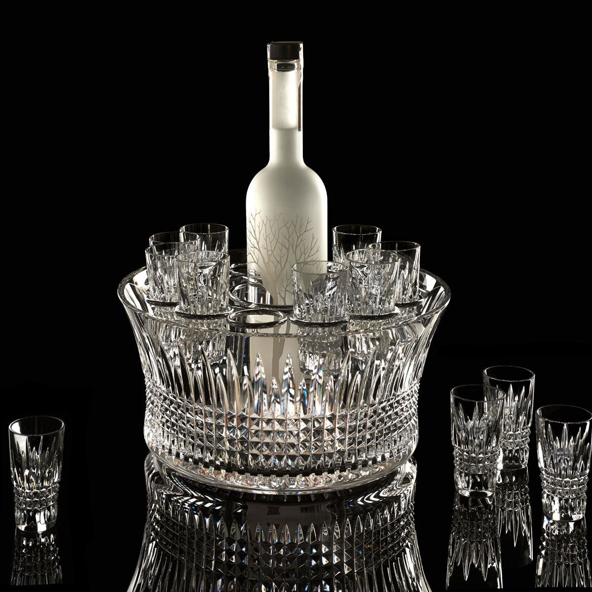 Bộ chén rượu vodka pha lê Waterford (kèm khung inox)