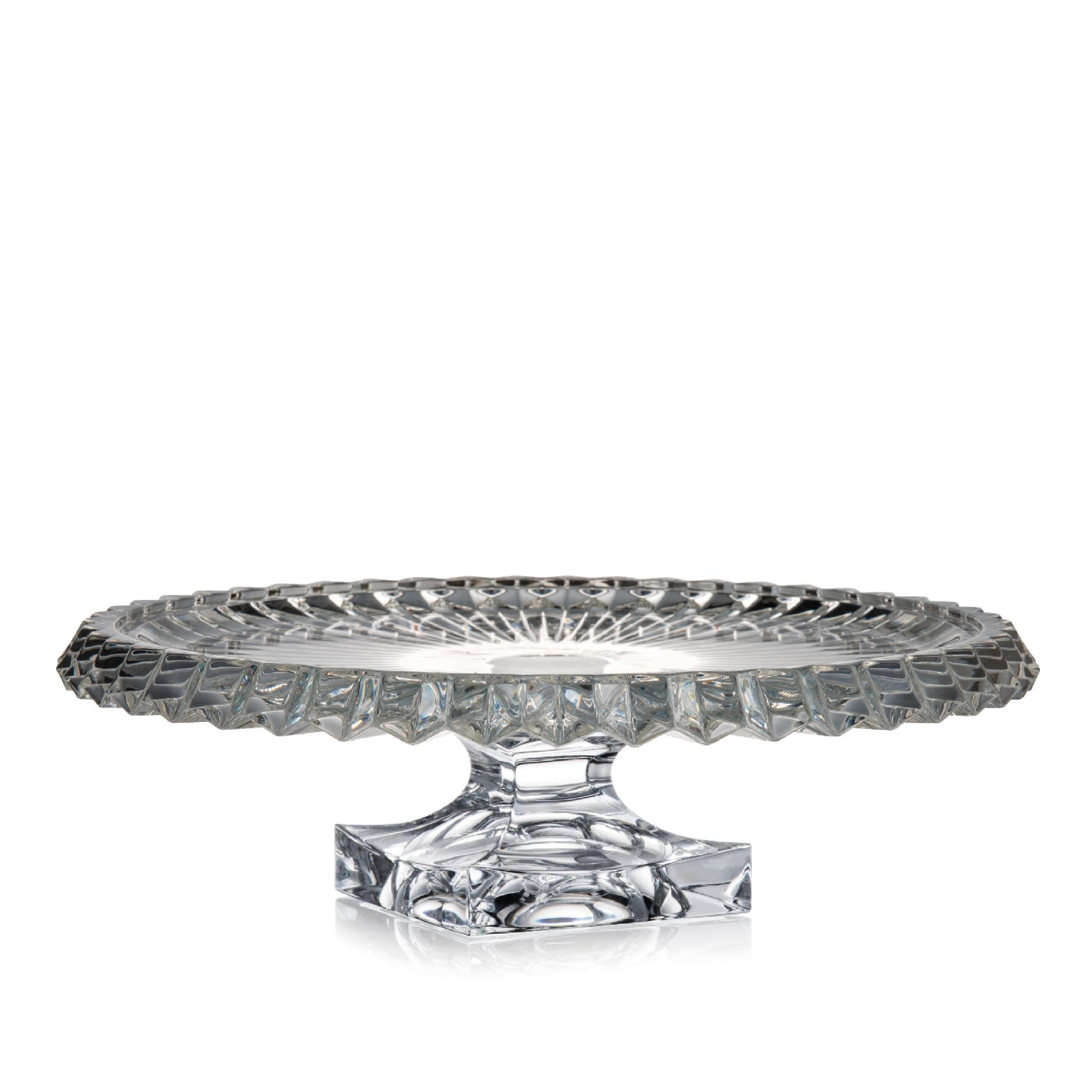 Đĩa chân bồng pha lê chân đế vuông Crown Jewel
