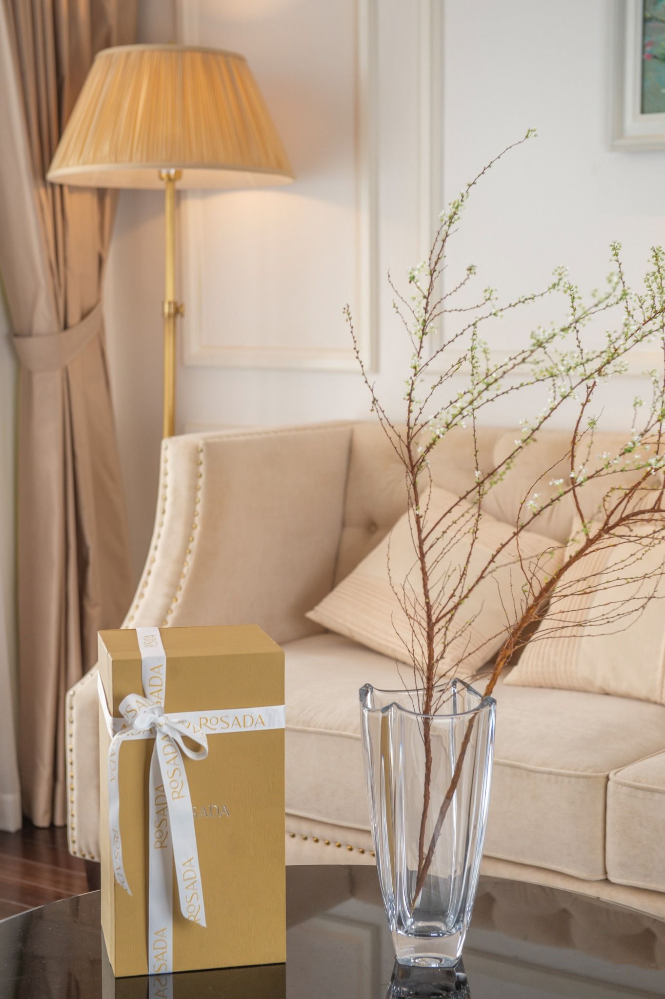 Lọ hoa pha lê bom vuông trơn 30cm