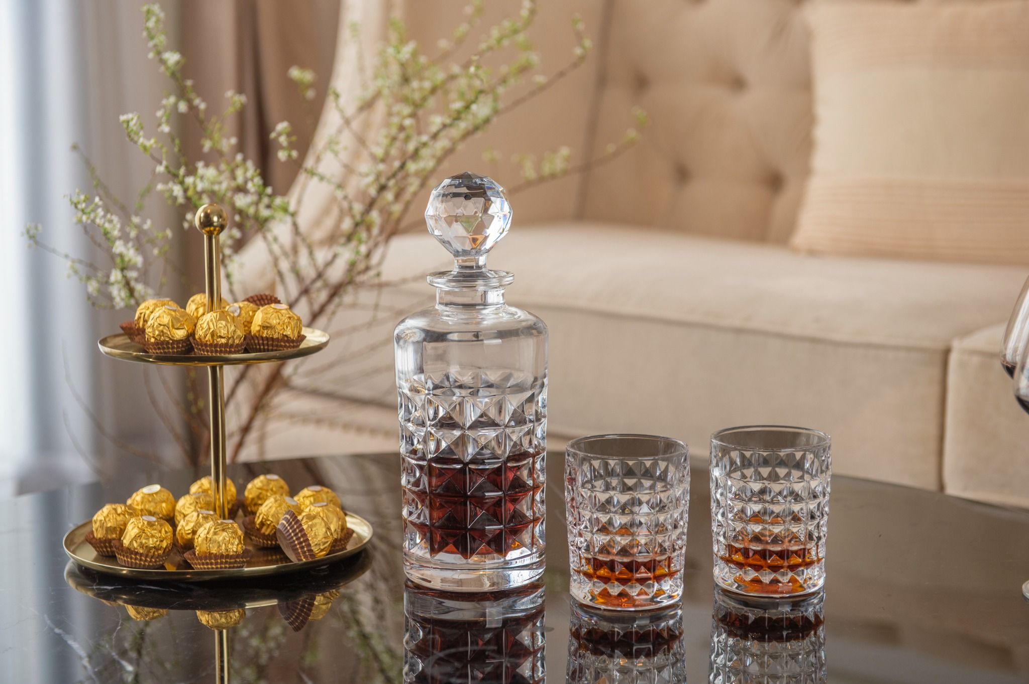 Bộ chai cốc pha lê kim cương