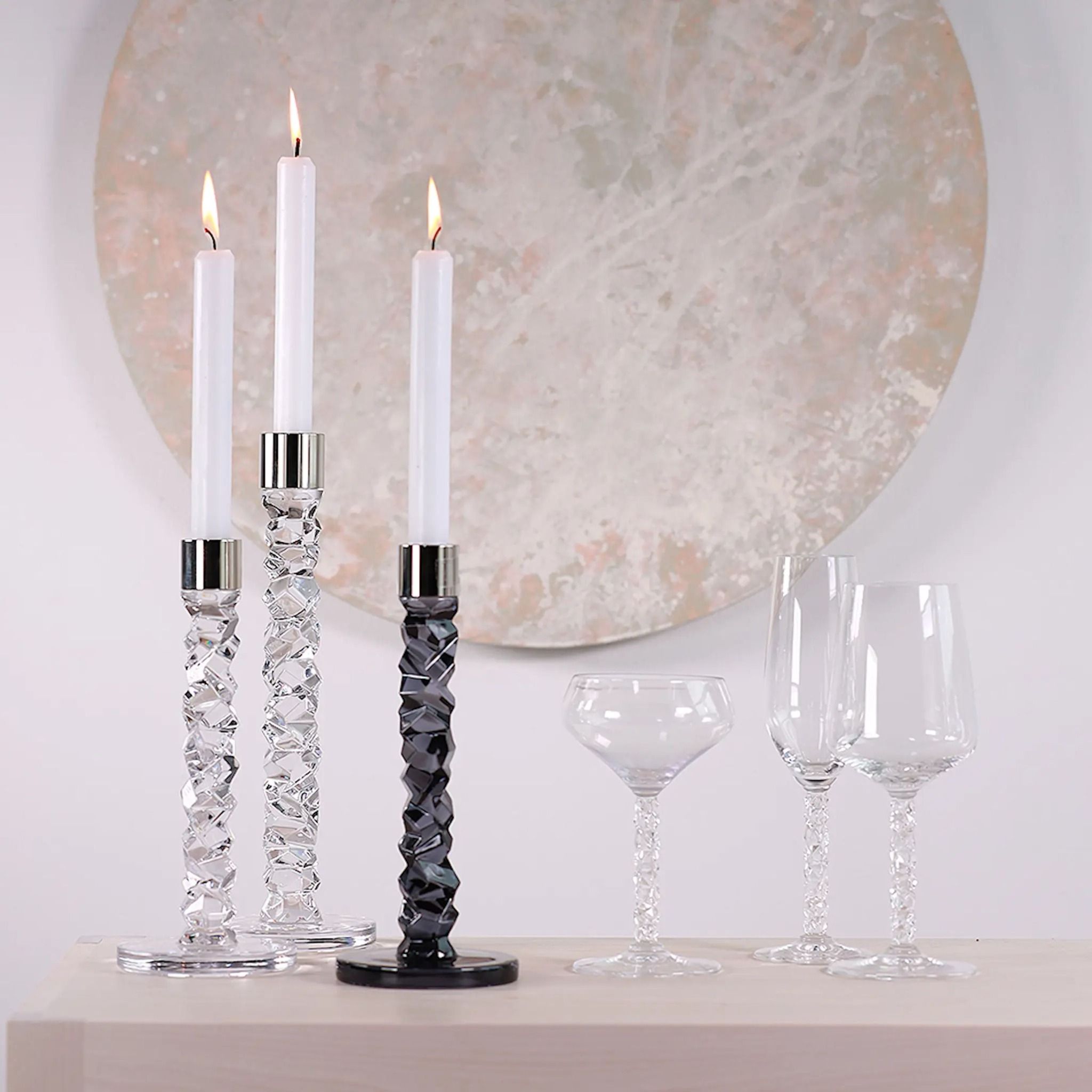 Set 2 chân nến Carat anthracite 24.2cm
