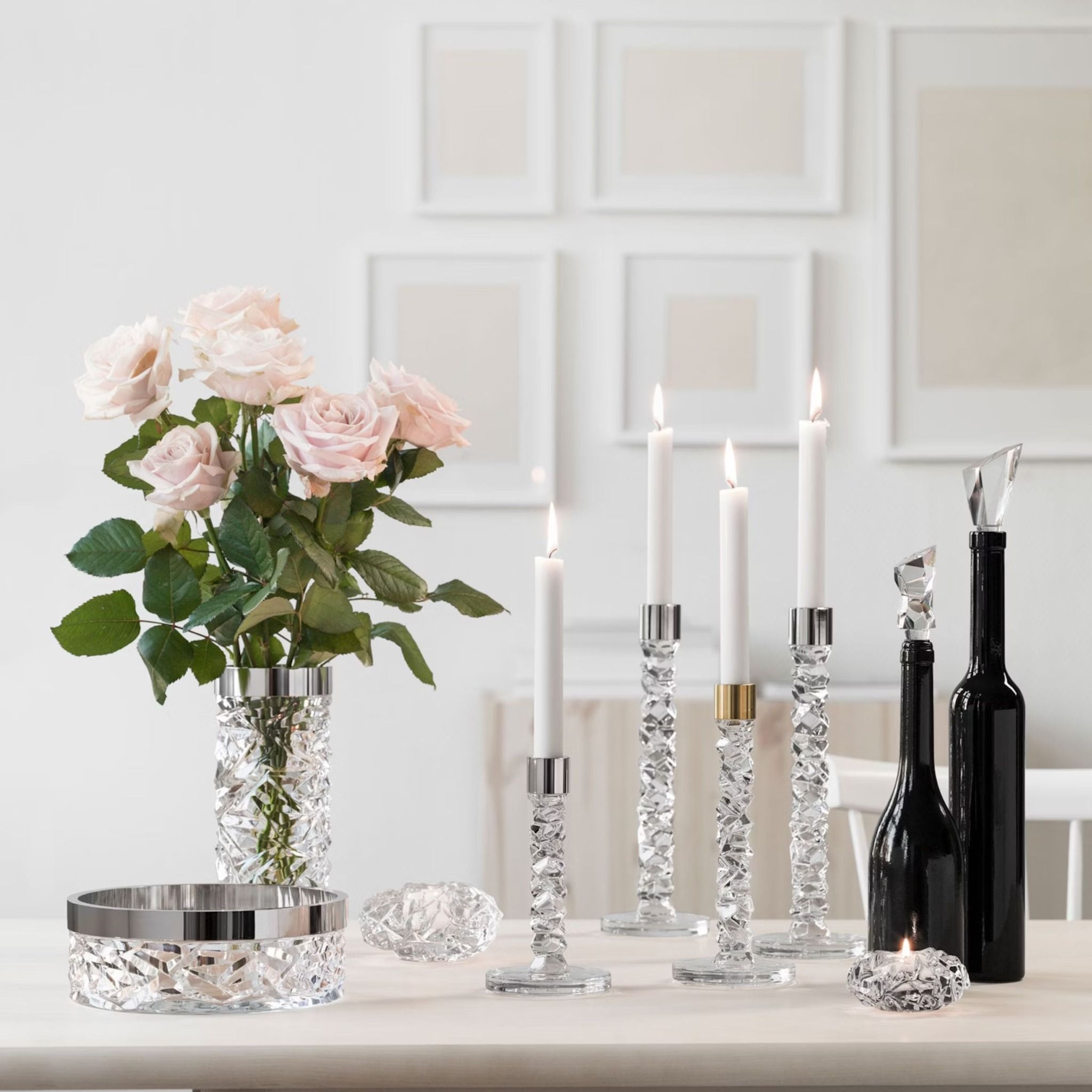 Set 2 chân nến Carat anthracite 24.2cm