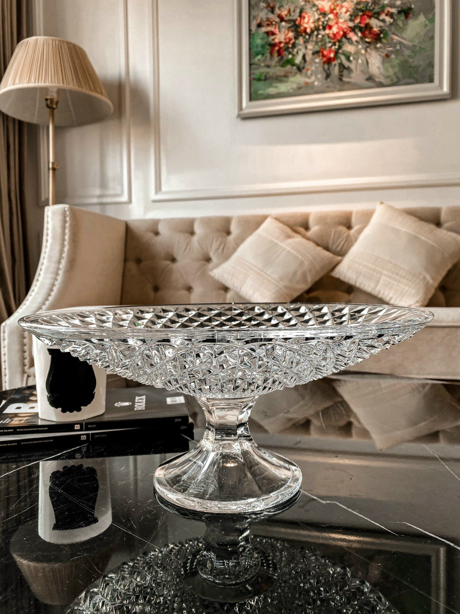 Mâm bồng pha lê diamond trắng