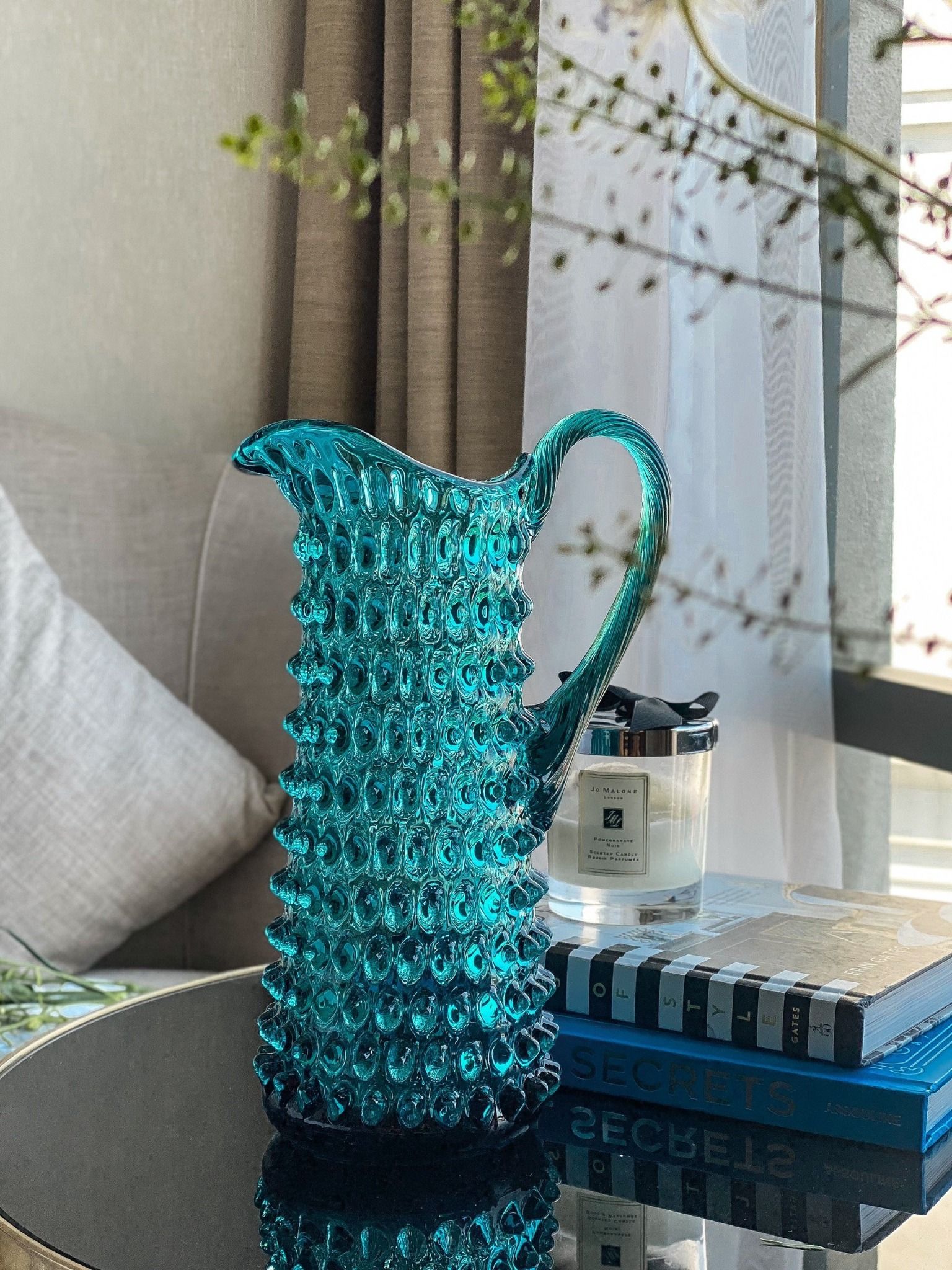 Bình pha lê thân cao Polka Dot Aquamarine