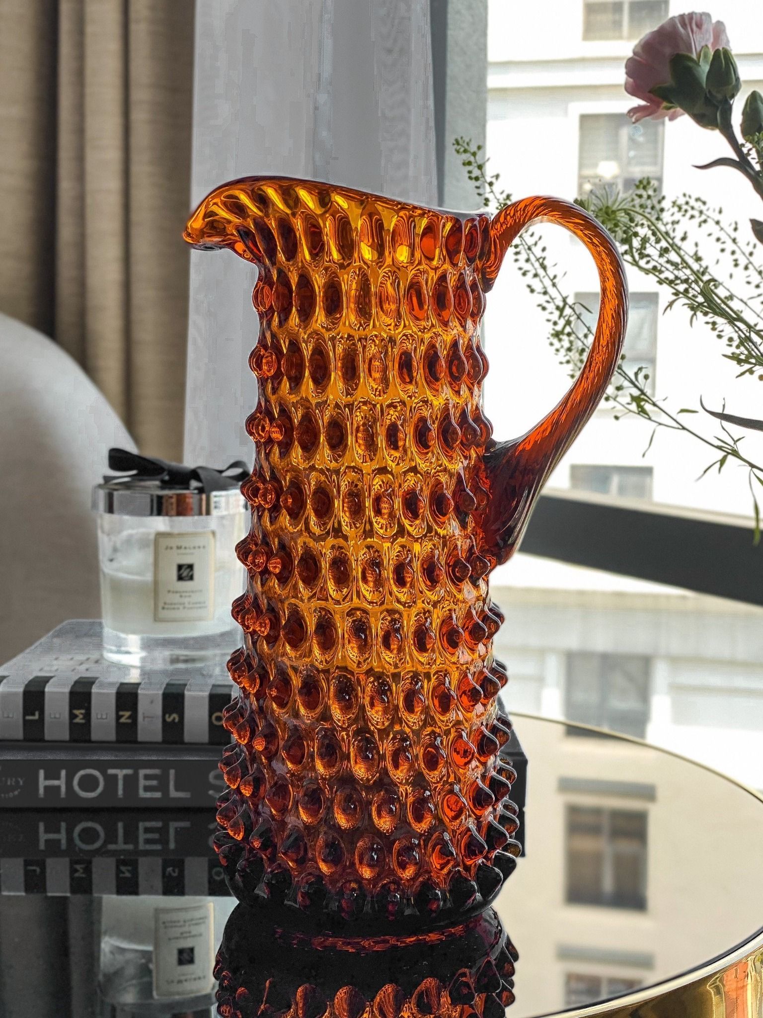 Bình pha lê thân cao Polka dot Amber