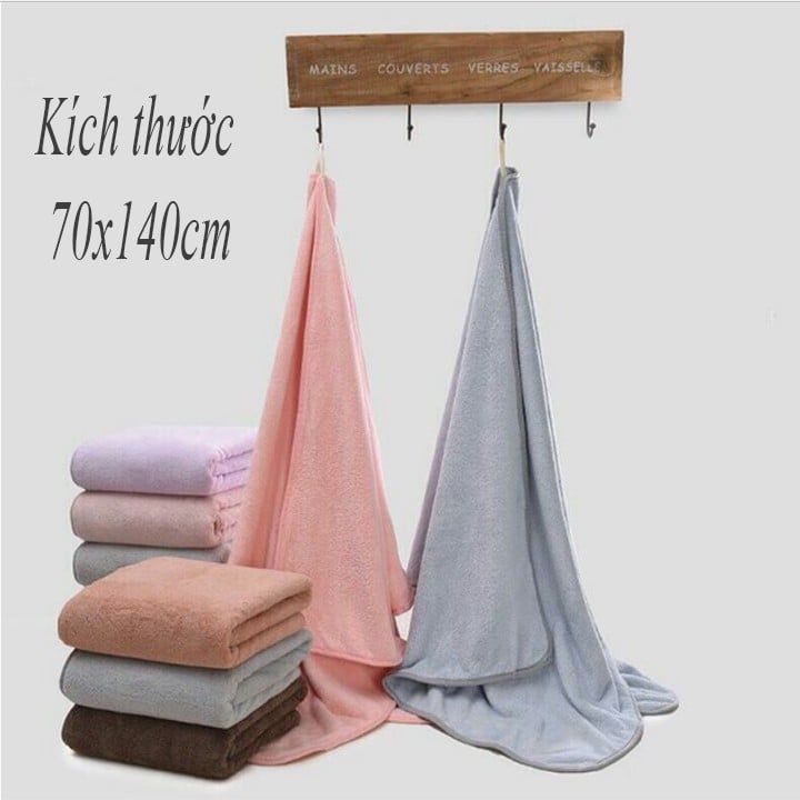 KHĂN TẮM Xuất Hàn Dày Dặn Mềm Mịn Lông Tuyết Loại To 1m4 x 70cm