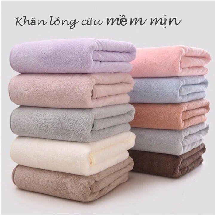 KHĂN TẮM Xuất Hàn Dày Dặn Mềm Mịn Lông Tuyết Loại To 1m4 x 70cm