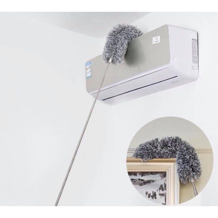 Chổi Quét Trần Nhà Gấp Gọn Thông Minh Lau Bụi Cán Inox Dài Cao 2m8 Có Thể Bẻ Cong, Điều Chỉnh Độ Dài