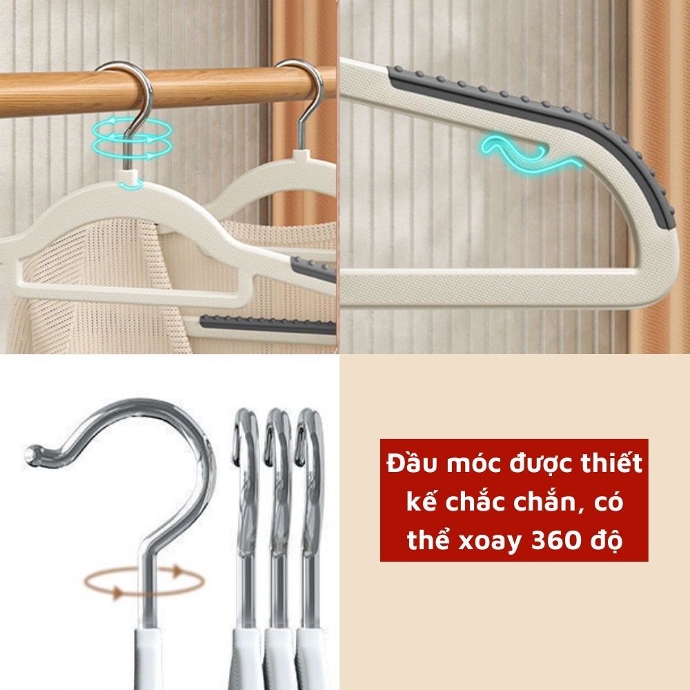 COMBO 10 MÓC TREO QUẦN ÁO Chống Trượt Xoay 360 Độ Đa Năng Chất Nhựa Cao Cấp Bền Bỉ Chịu Được Vật Nặng