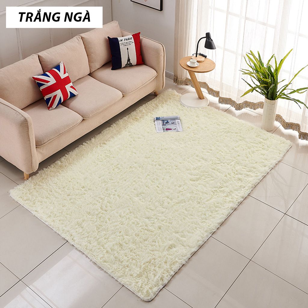 Thảm lông trải sàn - trắng kem