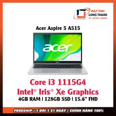 Laptop Acer Aspire 5 A515 (i3 1115G4/4GB RAM/128GB SSD/ 15.6 inchFHD/Win10/Vỏ Nhôm/Bạc)