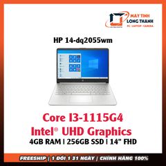 Laptop HP 14-dq2055wm I3-1115G4/ 4GB/ 256GB Nvme/ Intel UHD Graphics/ Webcam/ Win10/ 14.0 FHD)