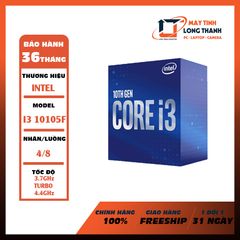 CPU Intel Core i3-10105F 4 Cores 8 Threads Up to 4.30 Ghz - 10th Gen LGA1200 Box - Hàng Chính Hãng - GIỮ LẠI BOX ĐỂ BẢO HÀNH