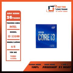 CPU Intel Core I3 13100 (LGA1700, Turbo 4.50 GHz, 4C/8T, 12MB) BOX Chính hãng