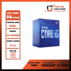 CPU Intel Core i5-10400F (2.9GHz turbo up to 4.3Ghz, 6 nhân 12 luồng, 12MB Cache, 65W) - NEW TRAY