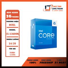 CPU Intel Core i5-13600K BOX (3.50 Ghz, up to 5.10GHz, 14 Nhân 20 Luồng, 24 MB Cache, Raptor Lake)