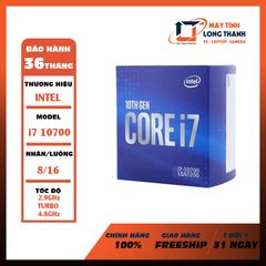 CPU Intel Core i7 10700 (2.9GHz turbo 4.8GHz | 8 nhân 16 luồng | 16MB Cache | 65W) NEW TRAY
