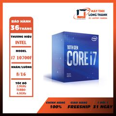 CPU INTEL CORE i7 10700F (2.9GHz turbo 4.8GHz | 8 nhân | 16 luồng | 16MB Cache) 10TH NEW TRAY