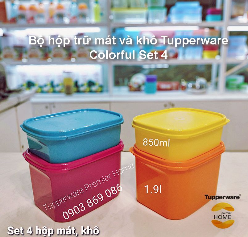 Bộ hộp Tupperware trữ mát và trữ khô Colorful Set 4
