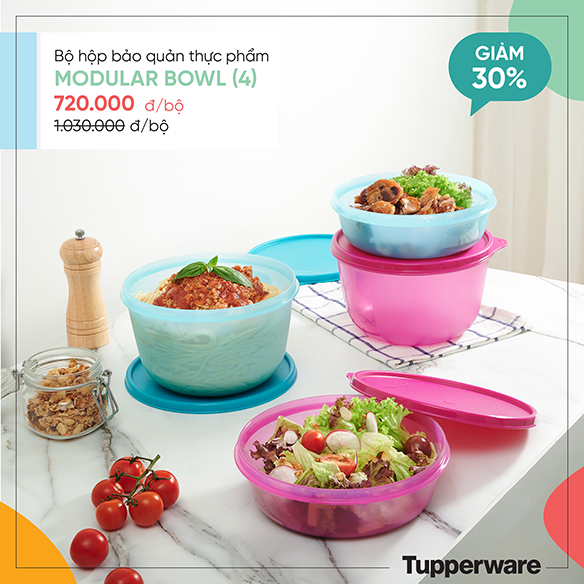 Bộ hộp bảo quản thực phẩm Modular Bowl 4 tháng 7/2021 giảm 30% đến khi hết stock